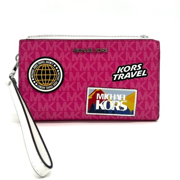 Michael Kors Large Double Zip Wallet Wristlet Dragonfruit (NWT) - Picture 2 of 9